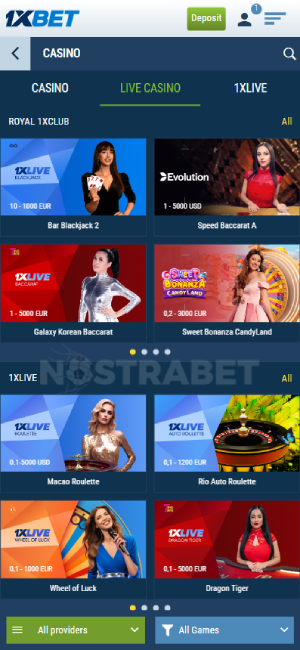 1xbet live casino games