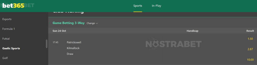 bet365 hurling betting