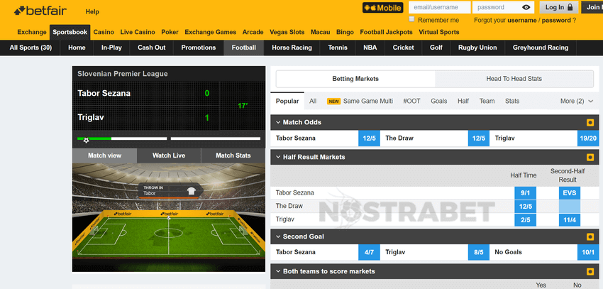 betfair live betting sports