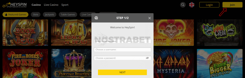 heyspin casino registration process
