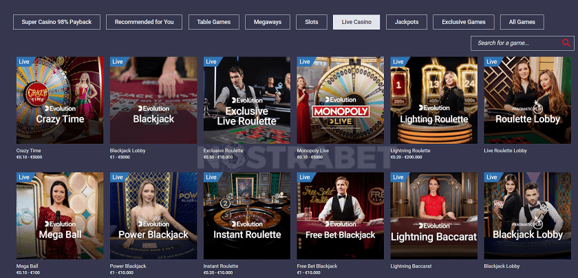 Maria live casino games