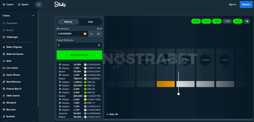 stake slide bets