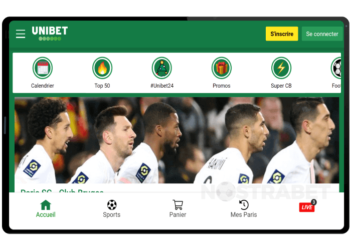 version du site Web mobile unibet